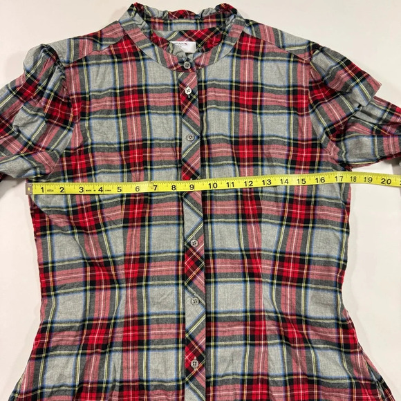 Untuckit Harrison Plaid Shirt Dress Grey Red Holiday Pockets - Picture 8 of 9